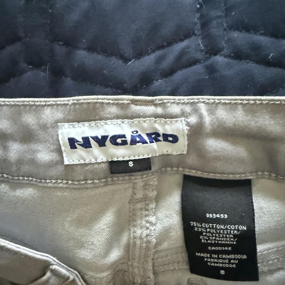 NYGARD Pants Womens 8 Beige Chino Twill Skinny Stretch Pockets Zip Slim - Picture 2 of 4